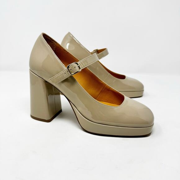 Sezane Beige Patent Leather Heels - Picture 1 of 12